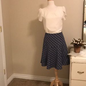 Ralph Lauren knee length skirt navy blue & white